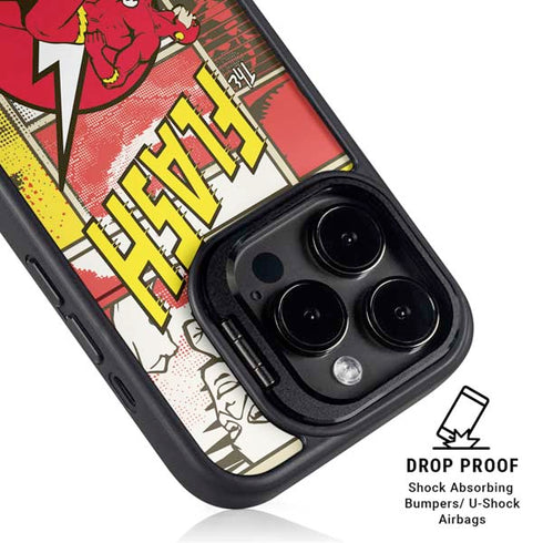 DC Comics Flash Block Pattern iPhone 16 Pro Kickstand Case